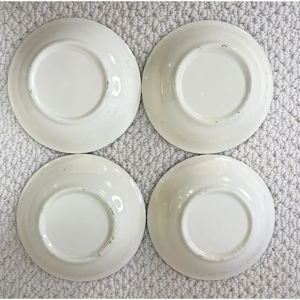 Quaker Apple Fruit Dessert Bowls Blue Ridge SP Red Green Candlewick VTG Lot of 4